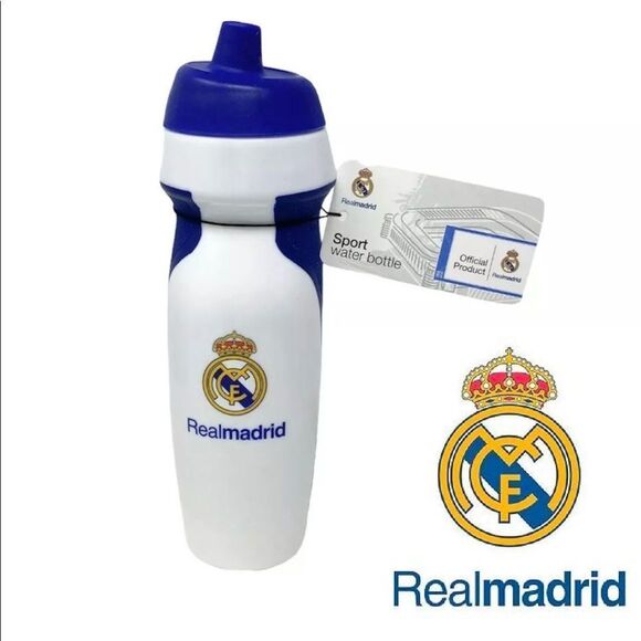 Real Madrid Other - Real Madrid Water Bottle White Soccer Plastic Sports Team Futbol RMCF Game Blue